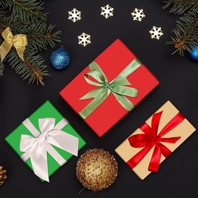 NEBURORA 100 Sheets Christmas Tissue Paper Red Green White Golden Gift Wrapping Tissue Paper for Holiday Gift Crafts Bags and Party Decorations