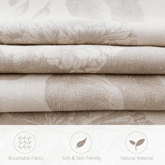 Foindtower Set of 2 Linen Floral Vintage Throw Pillow Covers Neutral Accent Decorative Cushion Covers Farmhouse Boho Home Decor for Sofa Chair Couch Bedroom Living Room,24×24 Inch,Tan Beige