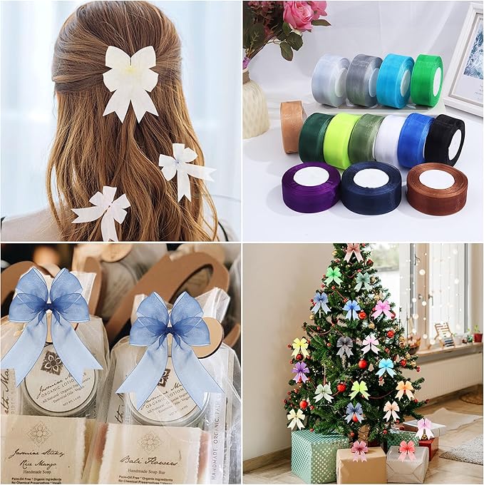 1-1/2 Inch x 50 Yards Sheer Organza Ribbon Chiffon Ribbon for Gift Wedding Flower Bouquet Wrapping Decorations Crafts (Black)