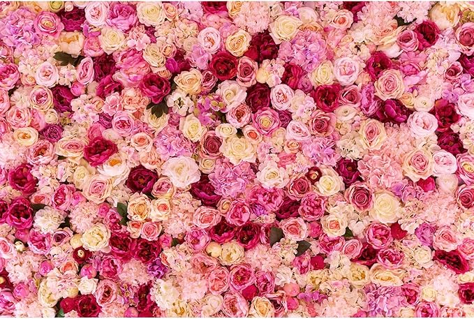 Pink Red Rose Flowers Theme Photography Background Baby Shower Wedding Happy Birthday Photo Backdrop Dessert Cake Table Floral Decoration Studio Props Banner Decor Background 20x10ft