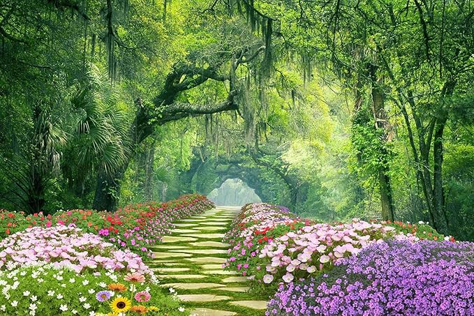 Sunny Flowers and Forest Wallpaper for Living Room, Bedroom, Bathroom Background Wall Decoration Mural（Non-self-Adhesive）