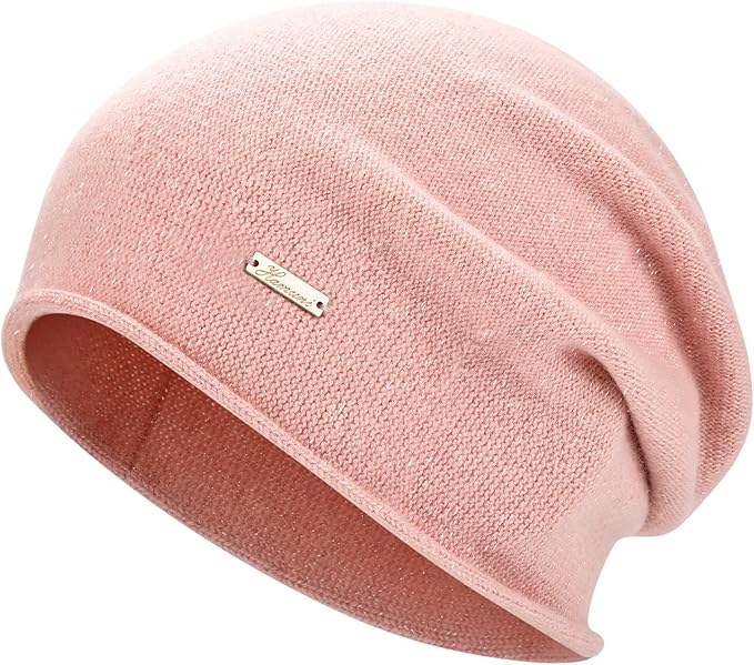 100% Wool Slouchy Beanie, Warm Beanie Hats for Women Breathable Knitting Skull Beanies Cap for Spring Fall Winter