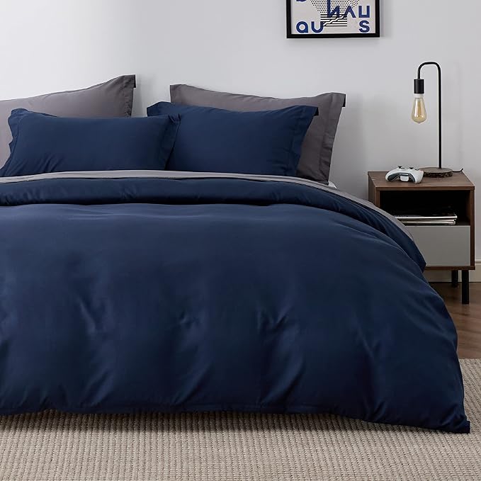 Bedsure Duvet Cover California King Size - Soft Double Brushed Bedding Set for Kids & Adults, Zipper Closure, 3 Pieces, Includes 1 Duvet Cover (104"x98") & 2 Pillow Shams, NO Comforter, Navy Blue