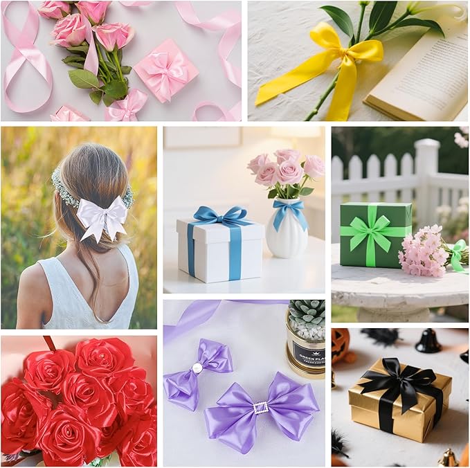 NESCCI 800 Yards Ribbon,1 Inch Satin Ribbon,Single Face Satin Ribbons, Perfect for Gift Wrapping,Wedding Decoration,Handmade Bows,Wrapping Bouquet and More