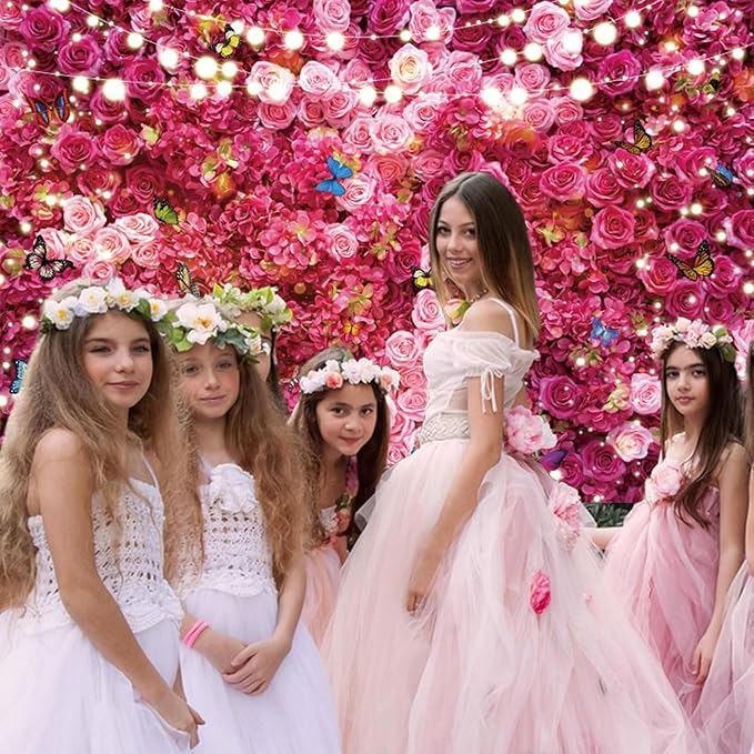 15x10ft Pink Red Rose Wall Background Flowers Photography Backdrop Girls Princess Birthday Baby Shower Wedding Cake Table Decoration Banner