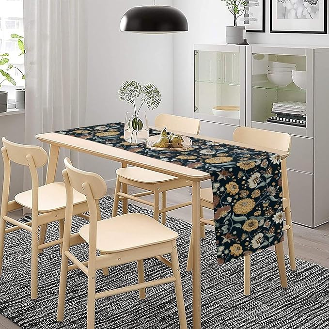 Boho Floral Table Runner Bohemian Floral Vintage Home Kitchen Dining Table Decoration 13x120 Inch 1PCS
