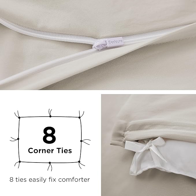 Bedsure Duvet Cover with Fitted Sheet Queen - Warm Deep Pocket, Hotel Luxury Soft Double Brushed Bedding Set with Zipper Closure, 1 Duvet Cover, 1 Fitted Sheet, 2 Pillow Shams, NO Comforter, Linen