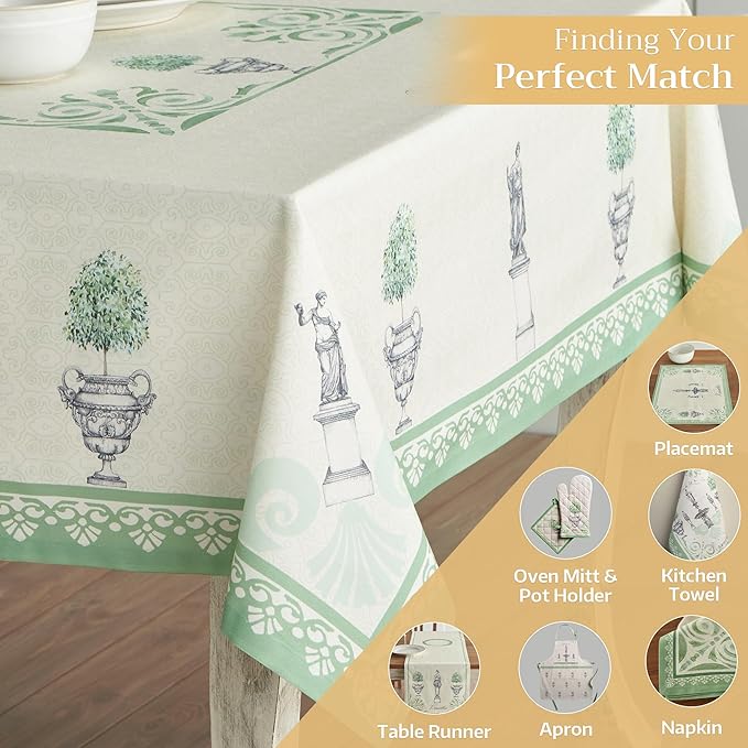 Maison d' Hermine Table Cloth Square Table 100% Cotton 54 x 54 Inches Tablecloth Reusable Decorative for Dining Room, Farmhouse, Home, Party, Festive & Wedding Spring Summer - Jardin Du Roy
