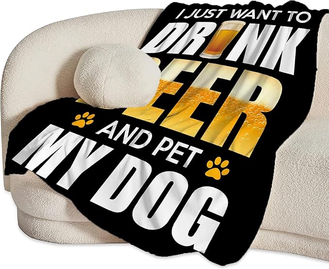 Funny Beer Throw Blanket - Drink Beer Gifts & Decor for Men, Women, Adults - Soft, Warm, Cozy Fleece Blanket for Couch, Sofa, Bed - 60"x50"