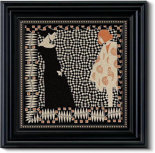 Vintage Framed 3D Textured Wall Art 16x16 Modern Vintage Geometric Silhouette Design, Sandstone Surface Abstract Retro Patterns Decorative Black Frame, Home Hallway Office Decor