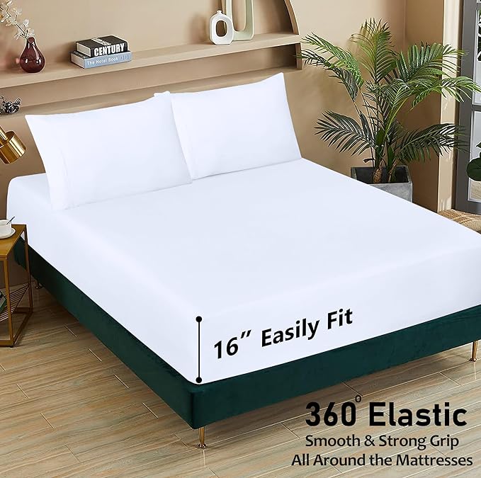 RUVANTI 100% Cotton Twin XL Sheet Sets, 3 Pieces, Soft & Breathable Percale Weave Bedding, Deep Pocket 16", Hotel Standard, Crisp Cool Feel, Durable, Perfect Size Dyed Sheets, Bright White