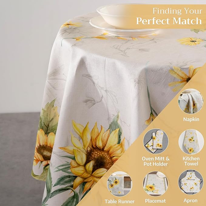 Maison d' Hermine Table Cloth Round Table 100% Cotton 69 Inches Tablecloth Reusable Decorative Everyday Use for Dining Room, Farmhouse, Home Party, Festive & Wedding Spring Summer - Jardin D'Ete - Fog