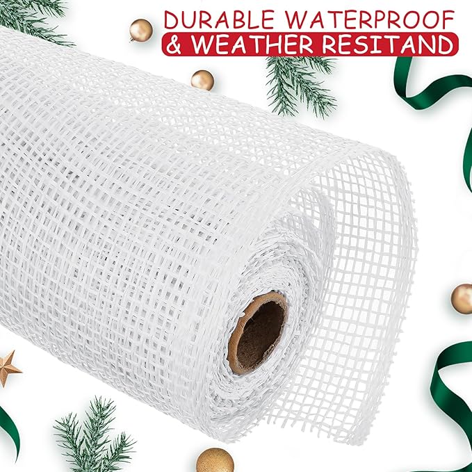 Chuangdi 4 Rolls Poly Burlap Mesh Poly Burlap Deco Ribbon Mesh Roll for Christmas Spring Summer Easter 4th of July DIY Flower Wreath Garland, 10 Inch