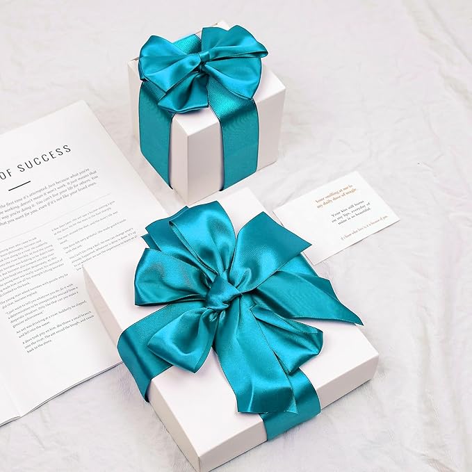 Turquoise Blue Satin Ribbon, Double Faced 2 Inch X 25 Yards Turquoise Ribbon, Premium Satin Ribbon for Gift Wrapping, Crafts, Hair Bow Making, Sewing, Flower Bouquet, Wedding Party Decor