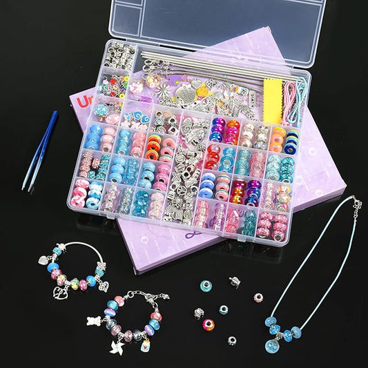 Uniartfy 305Pcs Charm Bracelet Making Kit with Organizer Box, Beads Charms for Jewelry Making Kit, Birthday Gifts for Girls 8-12, DIY Arts Crafts for 6 7 8 9 10 11 12 Year Old Kids, Teens, Women
