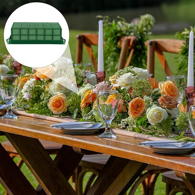 12 Packs Floral Foam Cage Rectangle Flower Cage Holders with Floral Foam Flower Arrangement Supplies for Fresh Flowers, Home Wedding Decorations, 11.8 x 4.3 x 3.1 Inches