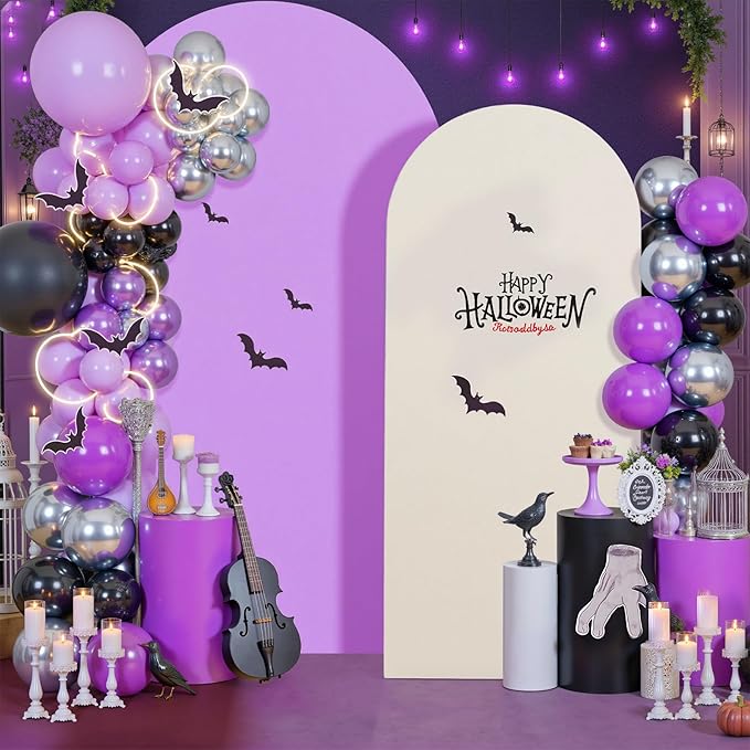 Ivory Purple Arch Backdrop Cover Set of 2-7.2ft 6ft Dual Color Wedding Arch Cover-Wrinkle Free Stretchy Spandex Cream Lavender Fitted Chiara Arch Stand Cover for Birthday Party Photo Photography
