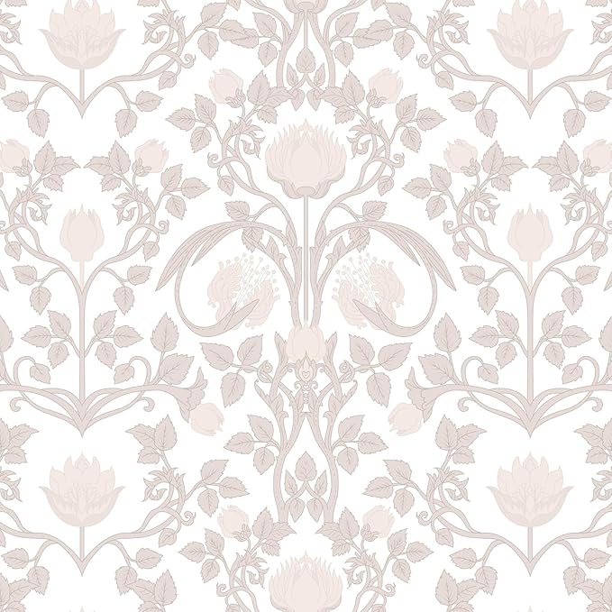 17.3"×236.2" Pink Wallpaper Peel and Stick, Floral Wallpaper for Bedroom Bathroom Self Adhesive Removable