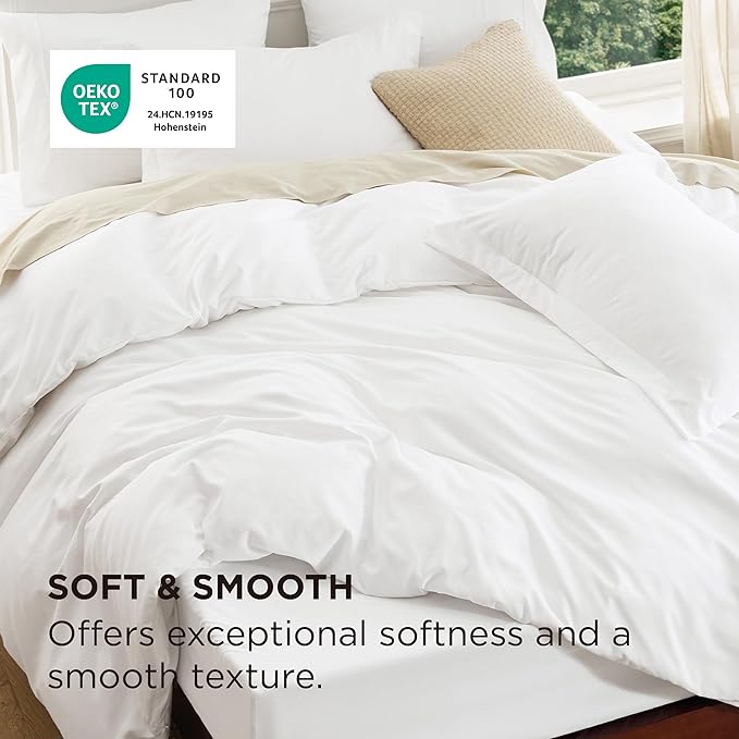 Bedsure Duvet Cover with Fitted Sheet Queen - 6 Pieces, Deep Pocket, Hotel Luxury Soft Double Brushed Bedding Set, 1 Duvet Cover, 1 Fitted Sheet, 2 Pillow Shams, 2 Pillowcases, NO Comforter, White