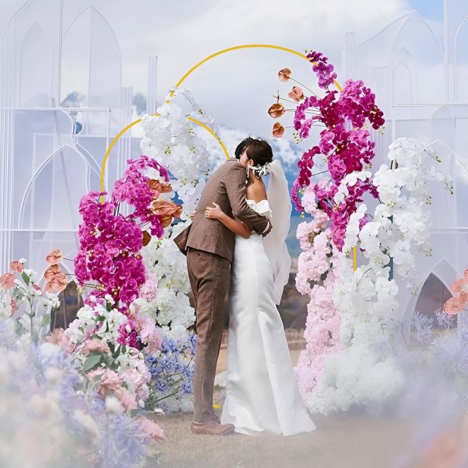 Asee'm Metal Arch Backdrop Stand Set of 2 (7.2FT,6FT) Gold Arched Frame for Wedding Ceremony Parties Birthday Baby Shower Garden Decoration