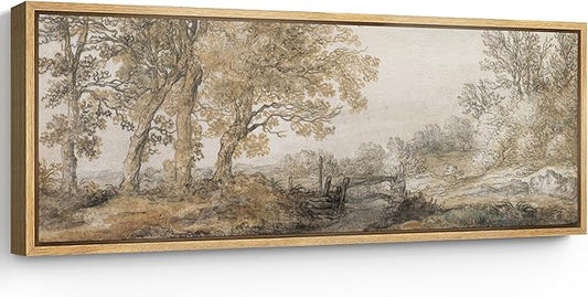 SIGNFORD Large Framed Canvas Print Wall Art Classical Forest Sketch Vintage Style Tree Illustrations Modern Art Relax/Calm Warm for Living Room, Bedroom, Office - 60"x20"