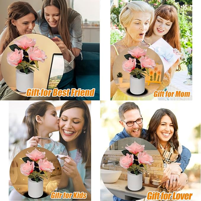 Led Flower Lamp Gift for Women,Sunflowers Flower Lamp Table Lamp Night Light for Bedroom Decor,Mothers Day Birthday Gifts for Her Mom Wife Friends Girlfriend Teacher Grandma (Pink)