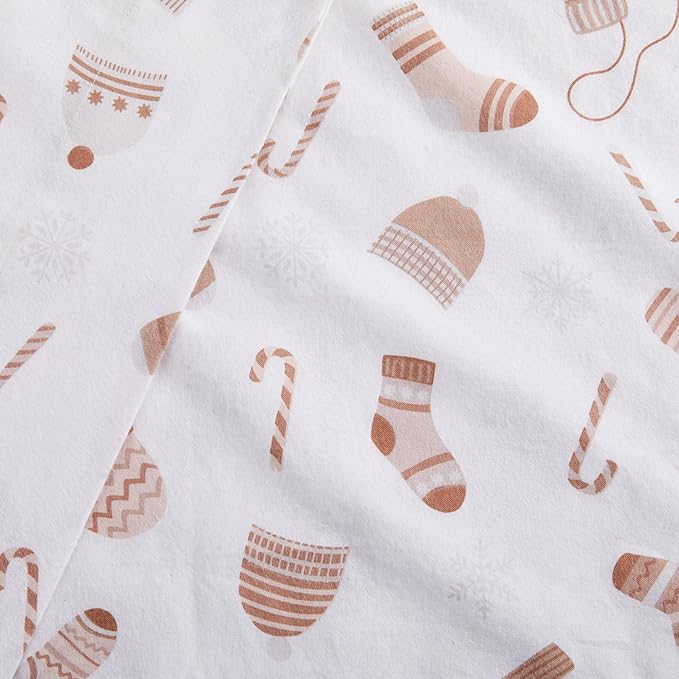 Market & Place 100% Cotton Twin Flannel Sheet Set | 3 Piece Deep Pocket Novelty Cozy Winter Bed Sheets | Double Brushed for Extra Softness & Comfort | Alpine Collection (Twin, Winter Mittens)