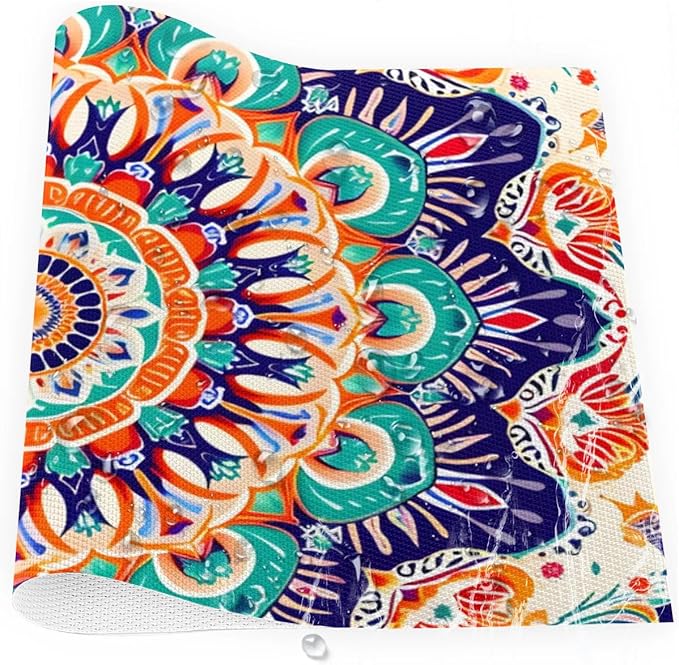 Ethnic Colorful Flower Mandala Placemats Set of 4 PVC Vinyl Non Slip Table Mats Waterproof Heat Resistant Place Mats Washable Wipeable Dining Table Mat for Kitchen Party Farmhouse Indoor Decorative