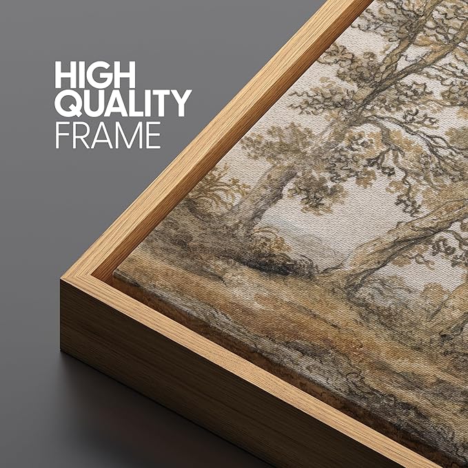 SIGNFORD Extra Large Framed Canvas Print Wall Art Classical Forest Sketch Vintage Style Tree Illustrations Modern Art Relax/Calm Warm for Living Room, Bedroom, Office - 60"x30"