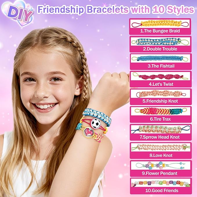 Friendship Bracelet Making Kit, Arts and Crafts for Kids Ages 8-12, DIY String Bracelets Maker for Girl, Jewelry Making Kit for 6 7 8, Birthday Christmas Gifts for Teen 8 9 10 11 12 Year Old Girls
