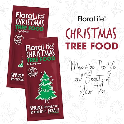 FloraLife Christmas Tree Food - Nourish, Hydrate, & Freshness Soluble Treatment Solution - 5 Sachets