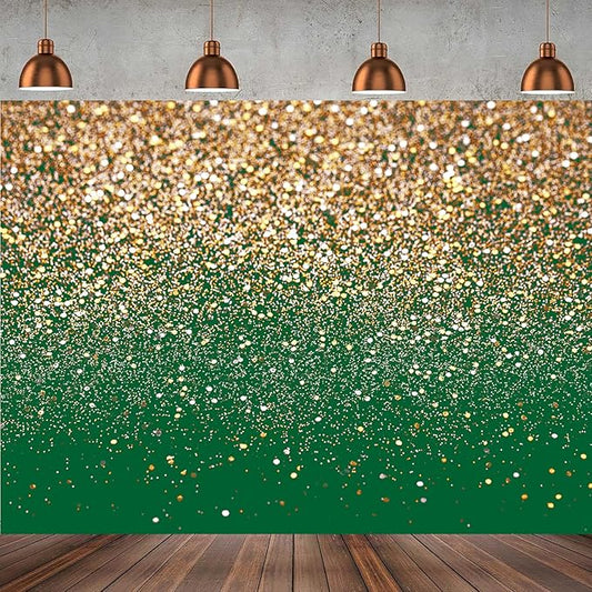 10x8ft Green and Gold Backdrop Golden Spots Backdrop for Photography Vintage Astract Background for Family Birthday Party Newborn Studio Props