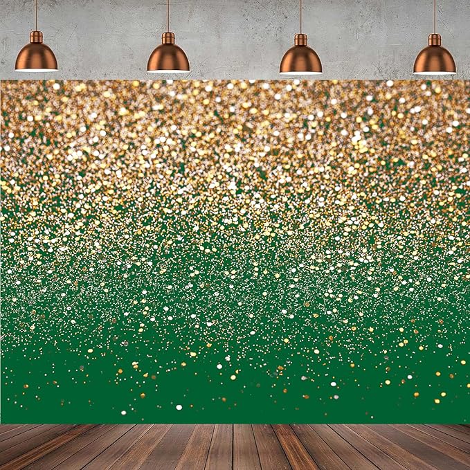 7x5ft Green and Gold Backdrop Golden Spots Backdrop for Photography Vintage Astract Background for Family Birthday Party Newborn Studio Props