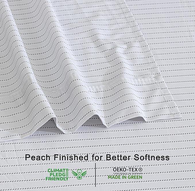 RUVANTI 100% Organic Cotton Sheets Split King, Percale Weave, GOTS Certified, 5-Piece Set, Deep Pocket 15", Crisp & Breathable, Soft Durable Bedding, Sábanas Algodón Orgánico – Construction Line