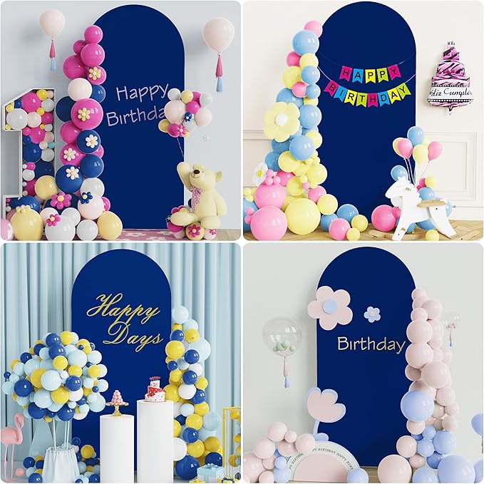 Wokceer 6FT Wedding Arch Cover Spandex Fitted Wedding Arch Stand Covers Round Top Chiara Arch Backdrop Cover for Birthday Party Ceremony Banquet Decoration Royal Blue