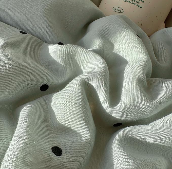 VM VOUGEMARKET Full Comforter Set 3 Pieces Romantic Lace Bedding Set Cute Black Polka Dots Comforter/Quilt for Teen Girls Students,Sage Green,80"x90"