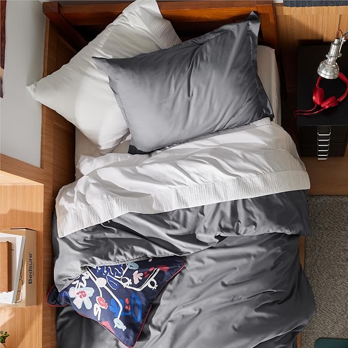 Bedsure Duvet Cover Twin/Twin XL Size - Soft Double Brushed Bedding Set for Kids & Adults, Zipper Closure, 2 Pieces, Includes 1 Duvet Cover (68"x90") & 1 Pillow Sham, NO Comforter, Grey