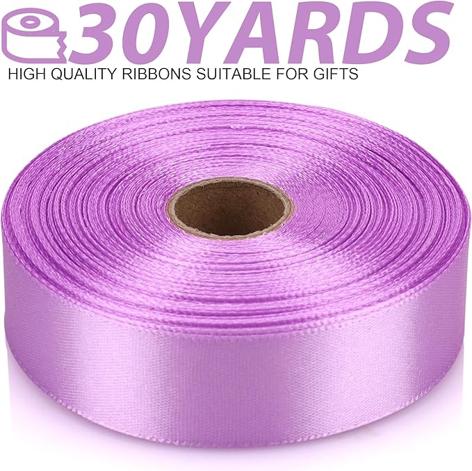 7/8 Inch 30 Yards Lilac Purple Satin Craft Ribbon-Single Face Polyester Ribbon for Handmade Roses,Gift Wrapping,Timeless Flower,Bouquets,Wedding and Party Decoration