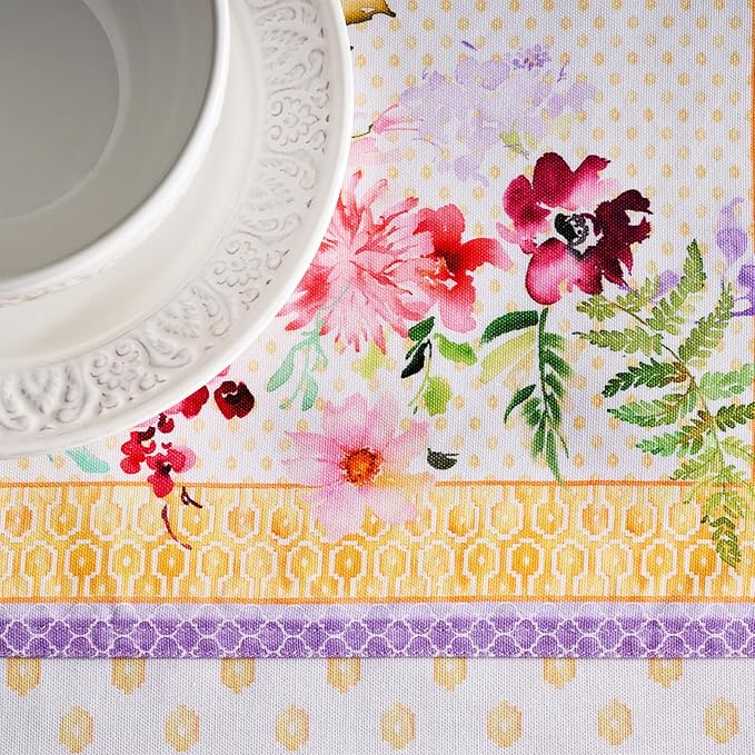 Maison d' Hermine Placemat 100% Combed Cotton Premium Cloth Placemats 13"x19" Decorative Washable Place Mats for Home, Kitchen, Dining, Cocktail Parties & Camping - Summer Joy (Set of 4)