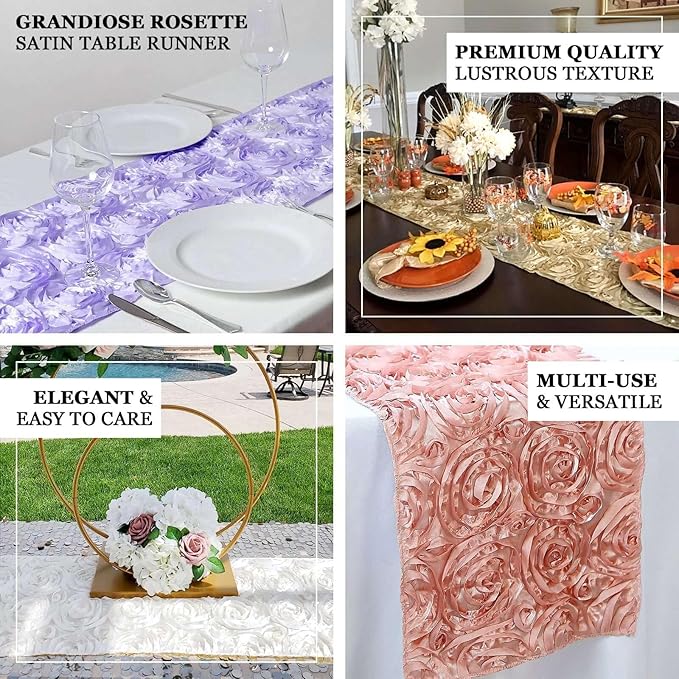 Efavormart Wonderland Rosette Premium Table Runners for Weddings Party Banquets Decor Fit Rectangle and Round Table - Dusty Rose
