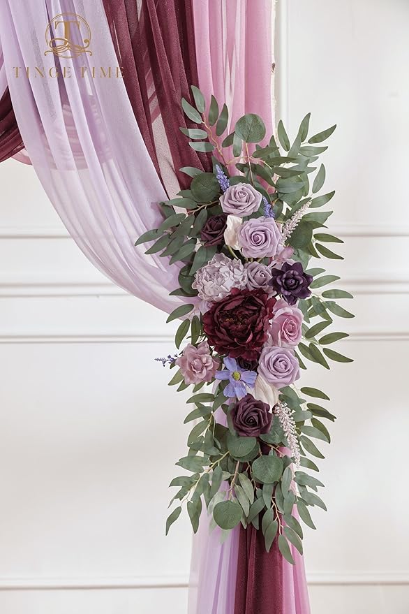 TINGE TIME Artificial Arch Flowers Kit Pack of 5, Wedding Decorations for Reception with Hanging Flowers, Wedding Arch Silk Floral Arrangements Ceremony Backdrop Bridal Shower Outdoor Party Decor