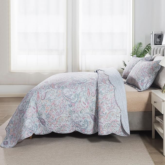 HoneiLife Quilt Sets King Size - Microfiber Bedspreads 3-Piece, Lightweight Coverlets King Quilt Bedding Sets All Season Quilts