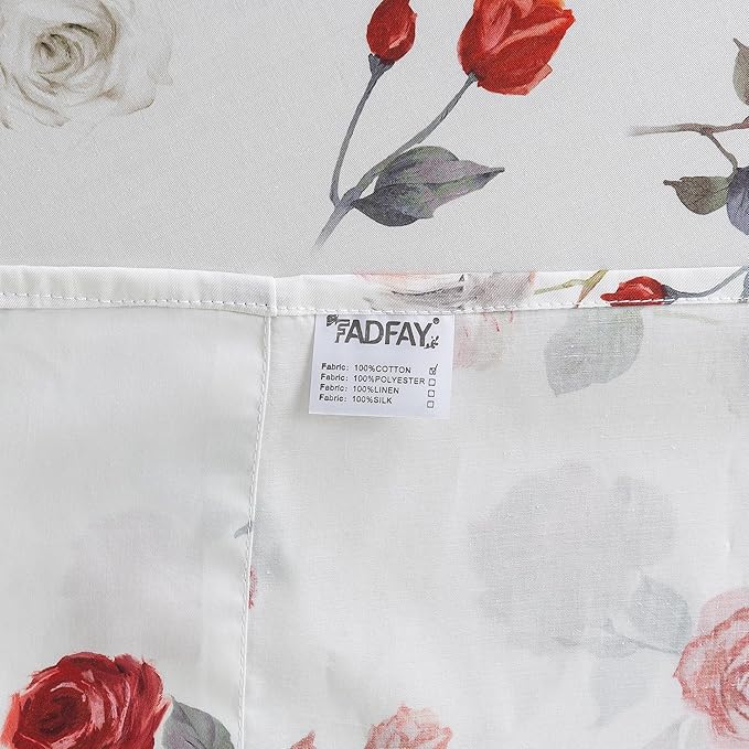 FADFAY Rose Sheets Set Cal King Vintage White Floral Bedding Red Rose Bed Sheets Shabby Farmhouse Bedding 100% Egyptian Cotton 800 Thread Count Deep Pocket Fitted Sheet 4Pc, California King Size