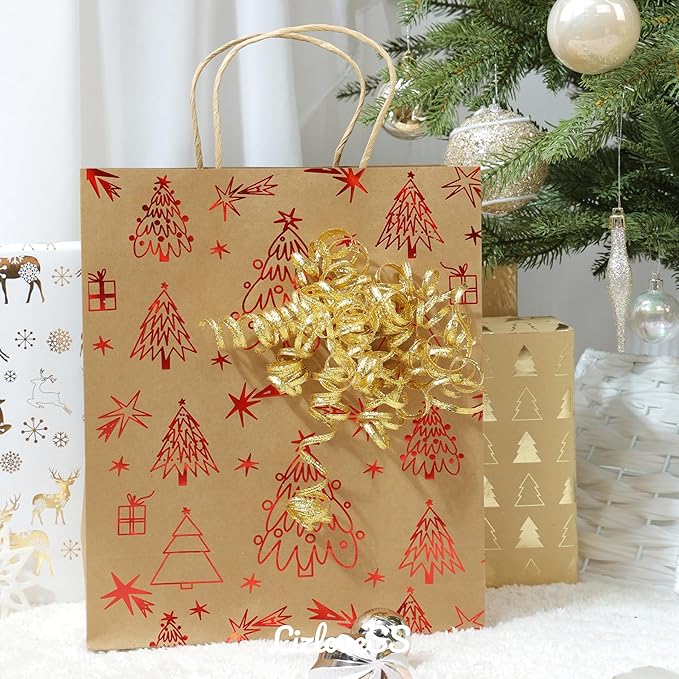6" Metallic Gold Christmas Curly Ribbon Bows for Gift Wrapping Self Adhesive Gift Bows for Holiday Decor, Baskets, Birthday, Wedding, Presents, Party Favors Decorations 6 Counts