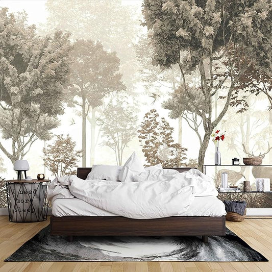 Floral Forest Wall Murals Peel and Stick Forest murals Removable Waterproof Large Wallpaper for Living Room Bedroom (Color-11, 137×98 inch)