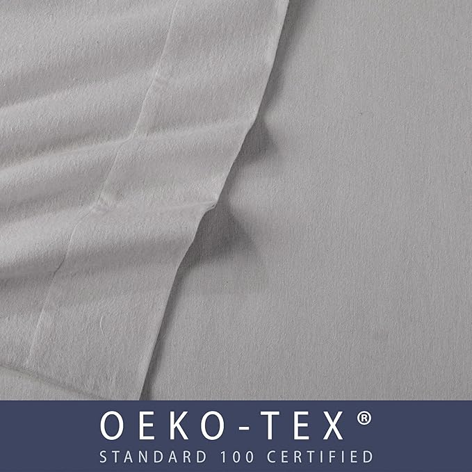 Market & Place 100% Turkish Cotton Flannel Sheet Set | 4 Piece Deep Pocket Solid Cozy Winter Bed Sheets | Double Brushed for Extra Softness & Comfort | Chalet Collection (Full, Dark Grey)