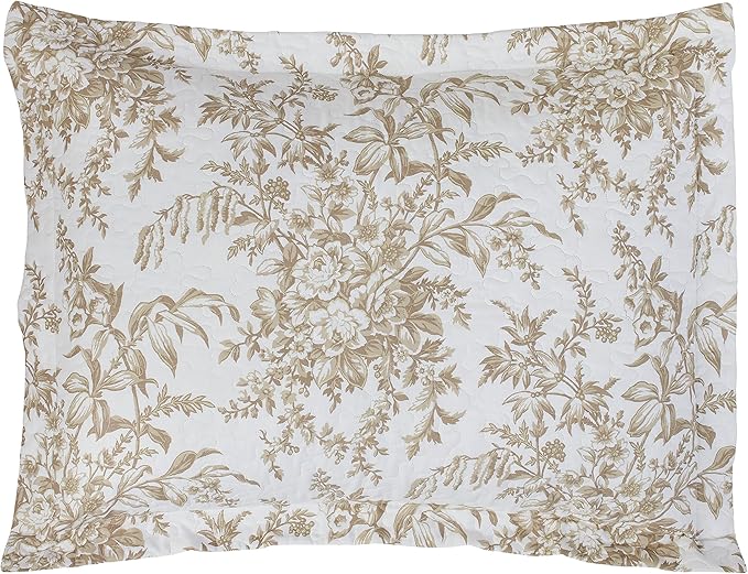 Laura Ashley - Queen Quilt Set, Reversible Cotton Bedding with Matching Shams, Home Decor for All Seasons (Bedford Mocha, Queen)