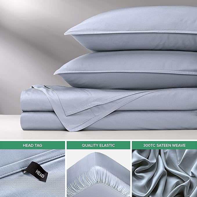 Pure Bamboo Short Queen Sheets for RV Camper (60"x75") - Genuine 100% Organic Viscose Derived from Bamboo Bed Sheet Set, Soft & Cooling, 2 Year Quality Promise (Short Queen, Sterling Blue)