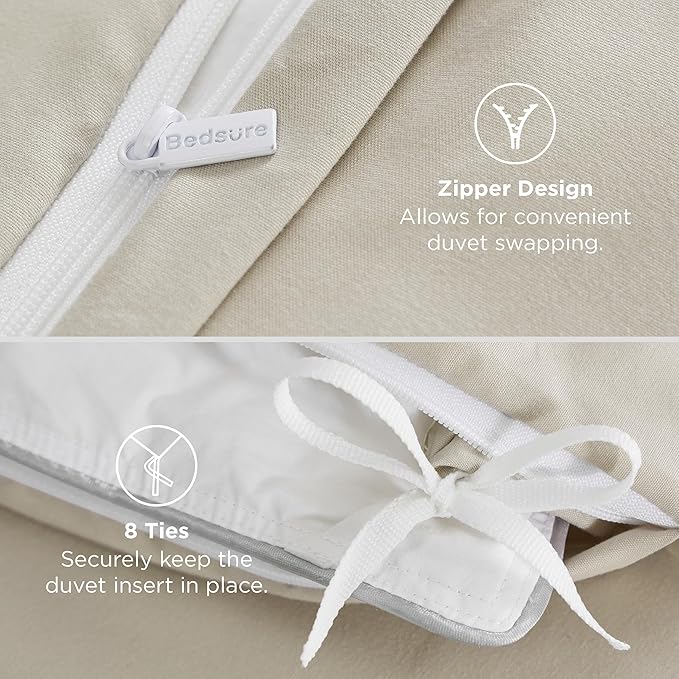 Bedsure Duvet Cover with Fitted Sheet Queen - 6 Pieces, Deep Pocket, Hotel Luxury Soft Double Brushed Bedding Set, 1 Duvet Cover, 1 Fitted Sheet, 2 Pillow Shams, 2 Pillowcases, NO Comforter, Linen