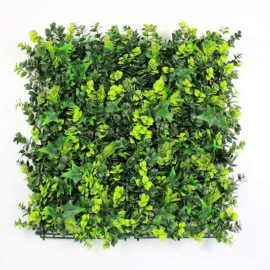 ULAND Artificial Grass Wall, 6pcs 20"x20" Faux Greenery Foliage Panels, Outdoor Green Plant Décor for Privacy Fence